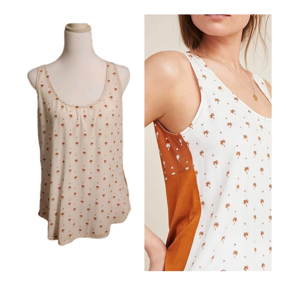 Mixed Media Anthropologie Left Coast Collection Palm Tree Shirt Top Size S